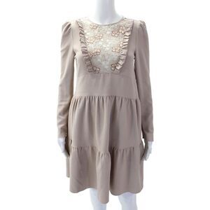 Acler Womens Floral Lace Long Sleeve Casual A-Line Mini Dress Brown Size 36